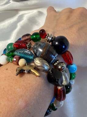 Multicolor Glass Beaded Wrap Bracelet | Boho Artisan Statement Jewelry